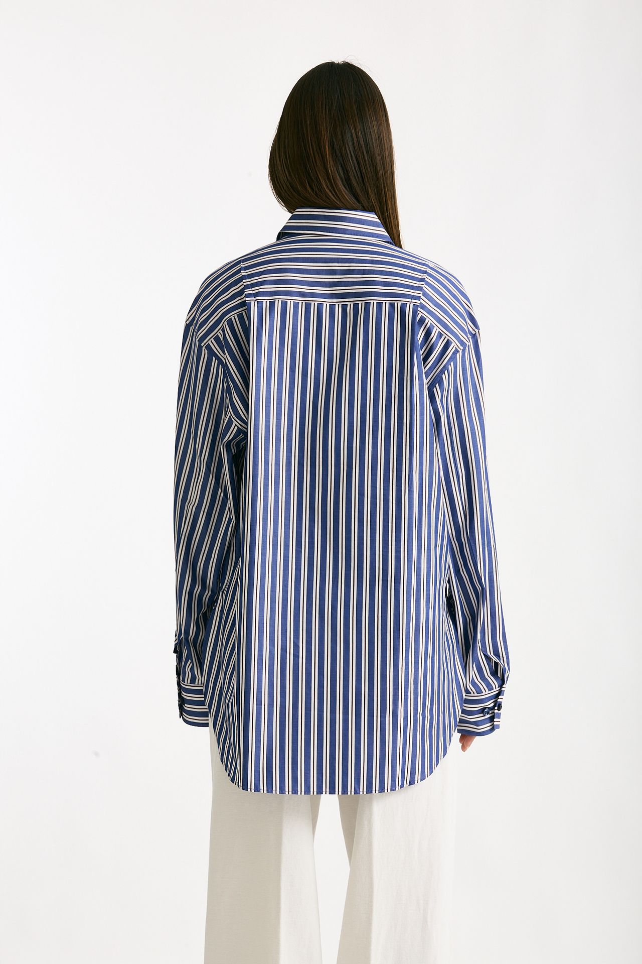 Camicia over Rigata blu bianca e bordeaux donna The andamane - 4