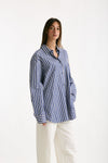 Camicia over Rigata blu bianca e bordeaux donna The andamane - 2