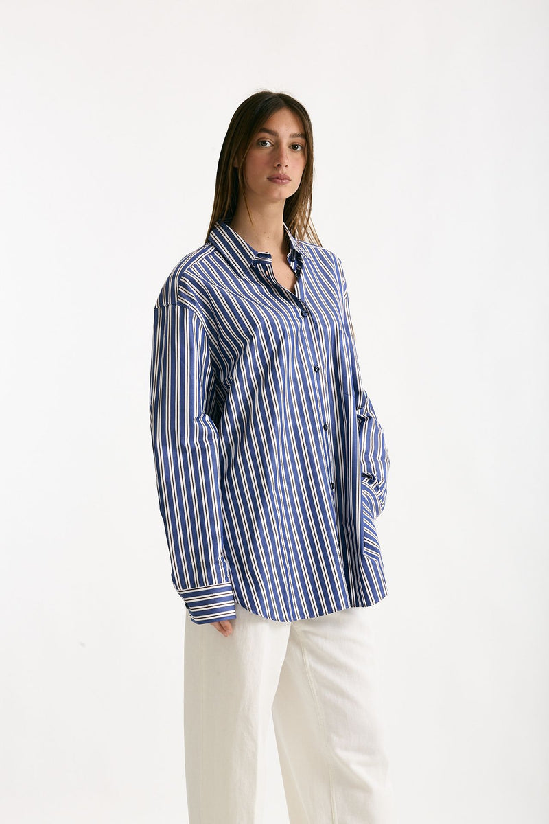 Camicia over Rigata blu bianca e bordeaux donna The andamane - 2