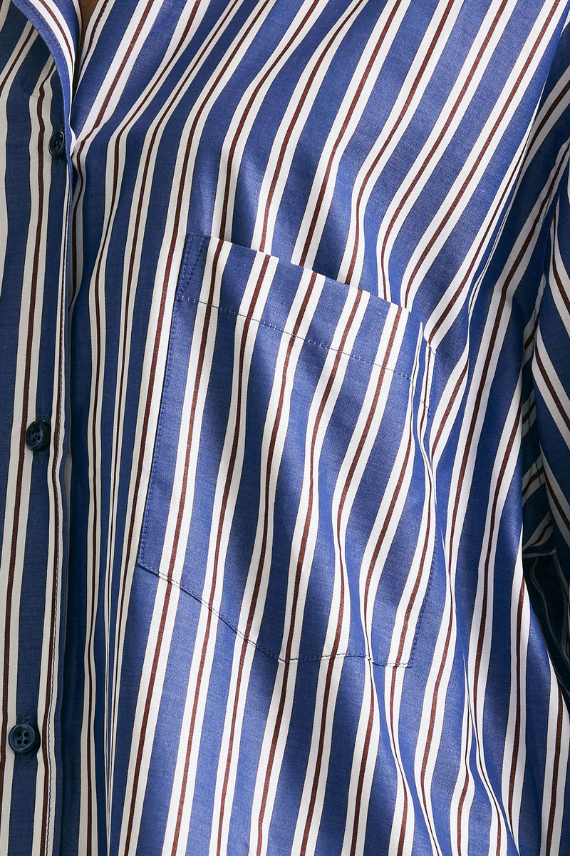 Camicia over Rigata blu bianca e bordeaux donna The andamane - 5