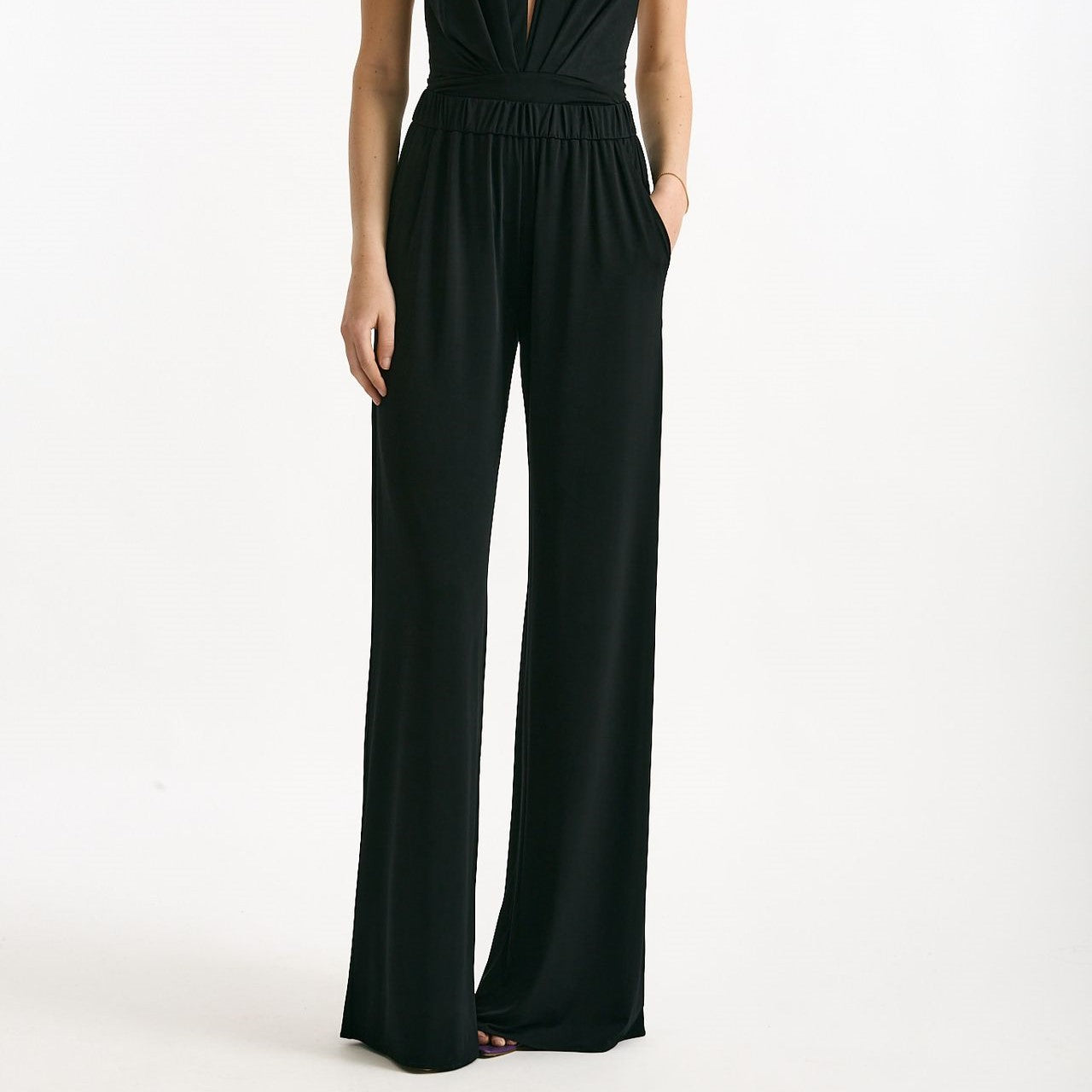 Pantalone palazzo fluido nero donna The andamane - 7