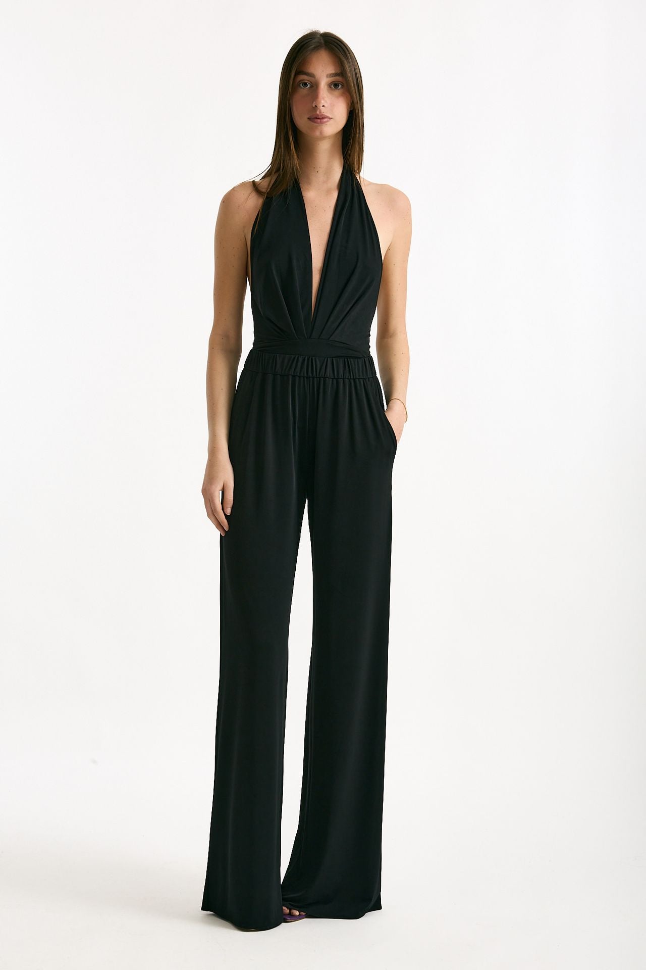 Pantalone palazzo fluido nero donna The andamane - 2