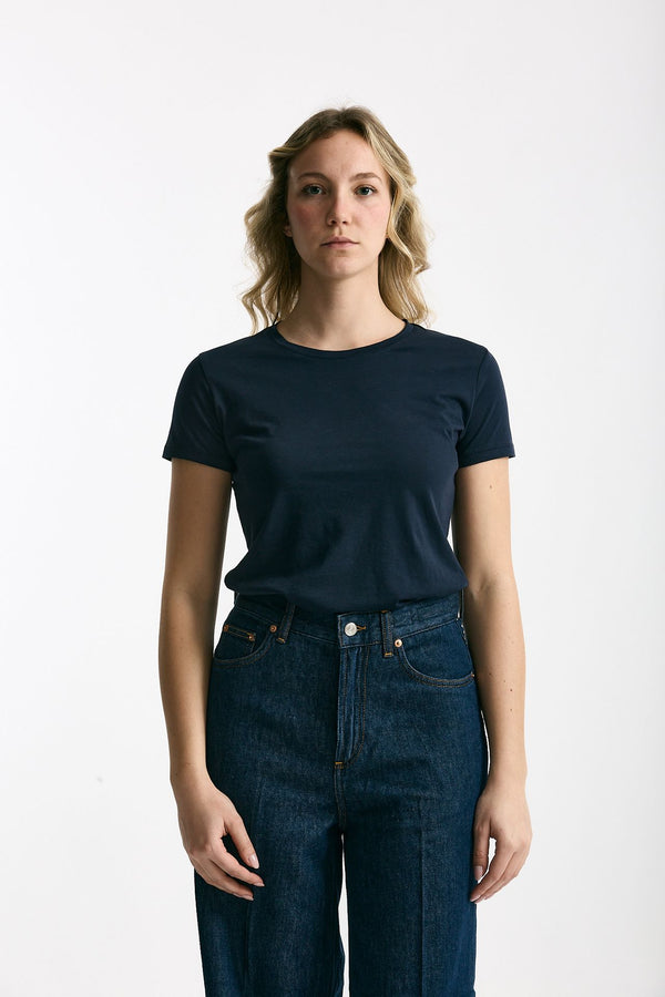 T-shirt basic girocollo MARIBEL blu donna Anonym apparel