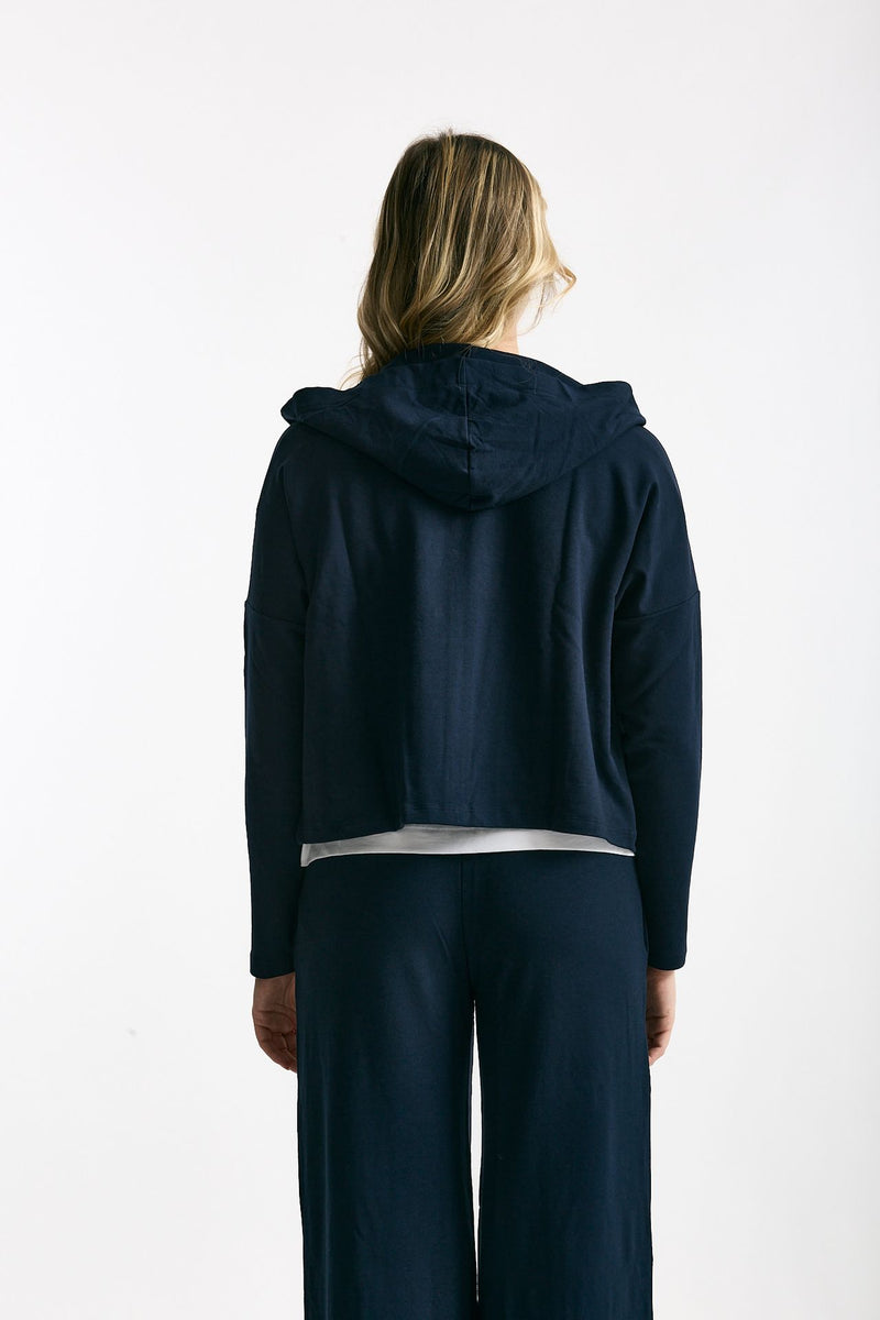 Felpa in cotone leggero blu Cappuccio donna Anonym apparel - 4