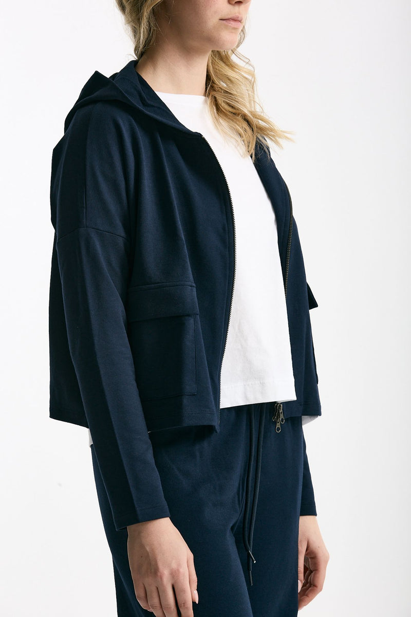 Felpa in cotone leggero blu Cappuccio donna Anonym apparel - 3