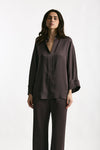 Camicia over in viscosa melanzana donna Antonelli firenze - 1