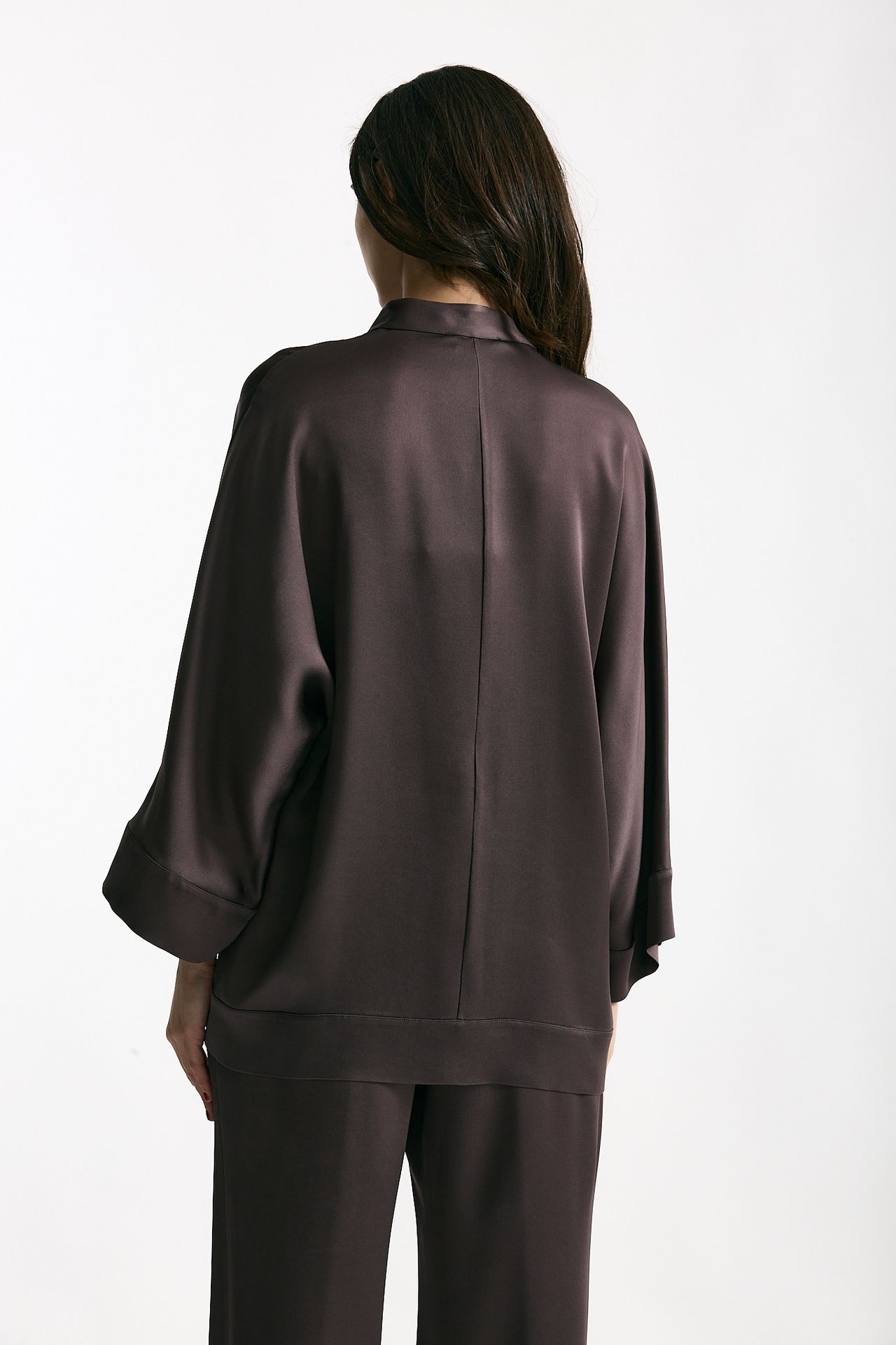 Camicia over in viscosa melanzana donna Antonelli firenze - 3
