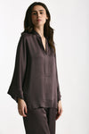 Camicia over in viscosa melanzana donna Antonelli firenze - 4