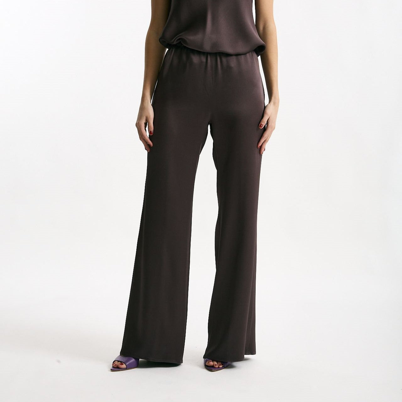 Pantalone fluido melanzana donna Antonelli firenze - 5