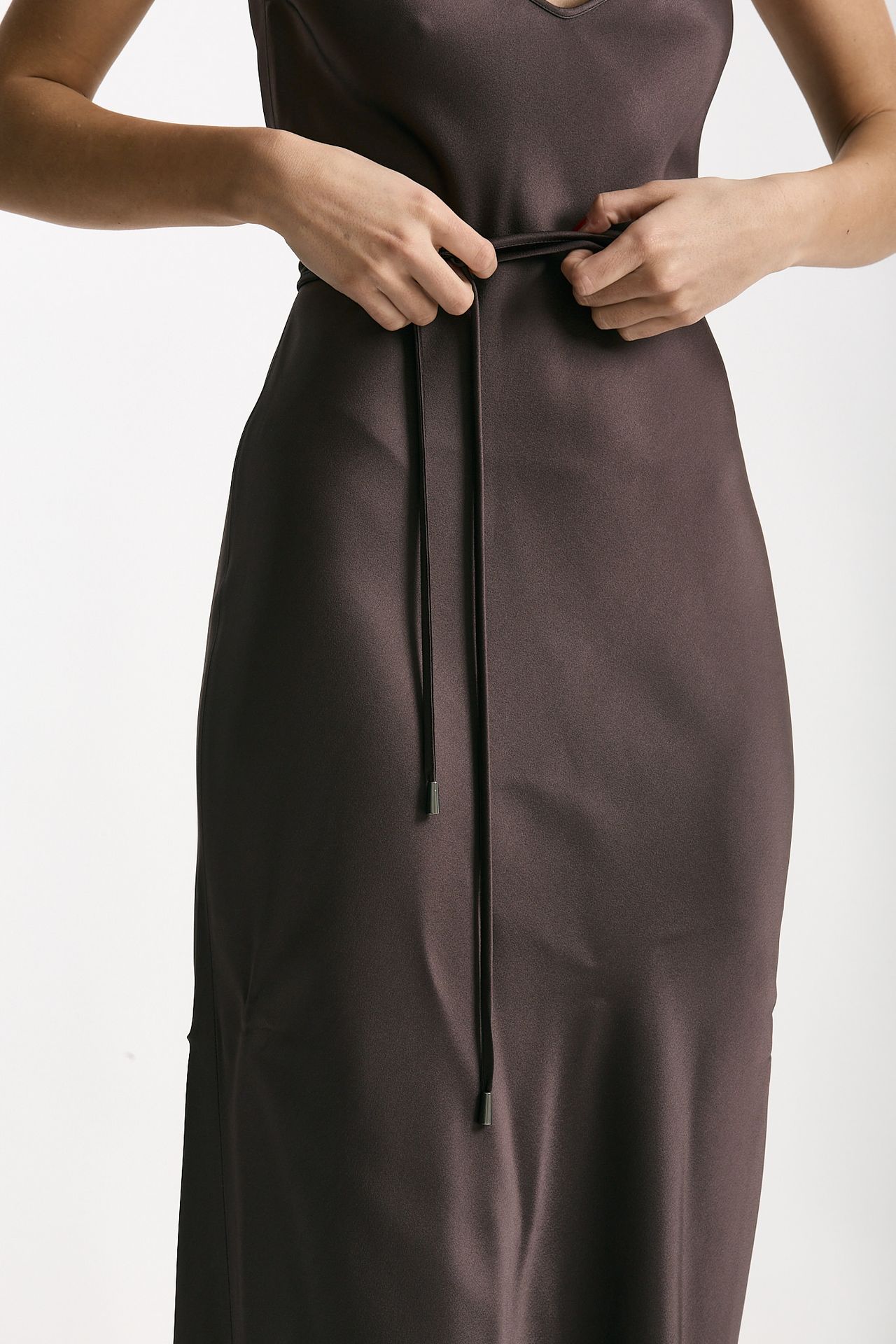Abito lungo scollato melanzana donna Antonelli firenze - 6