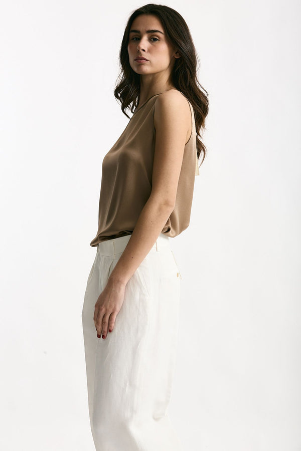 Top in seta cammello donna Antonelli firenze