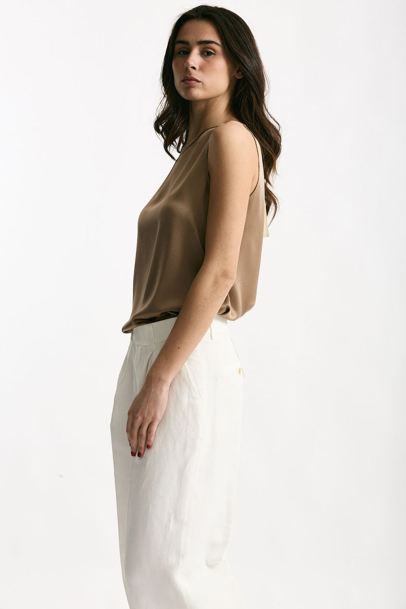 Top in seta cammello donna Antonelli firenze - 1