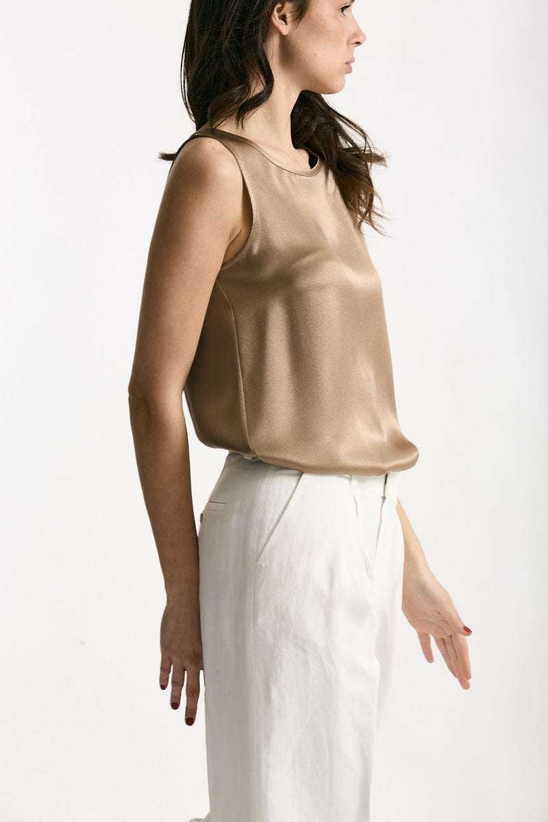 Top in seta cammello donna Antonelli firenze - 4