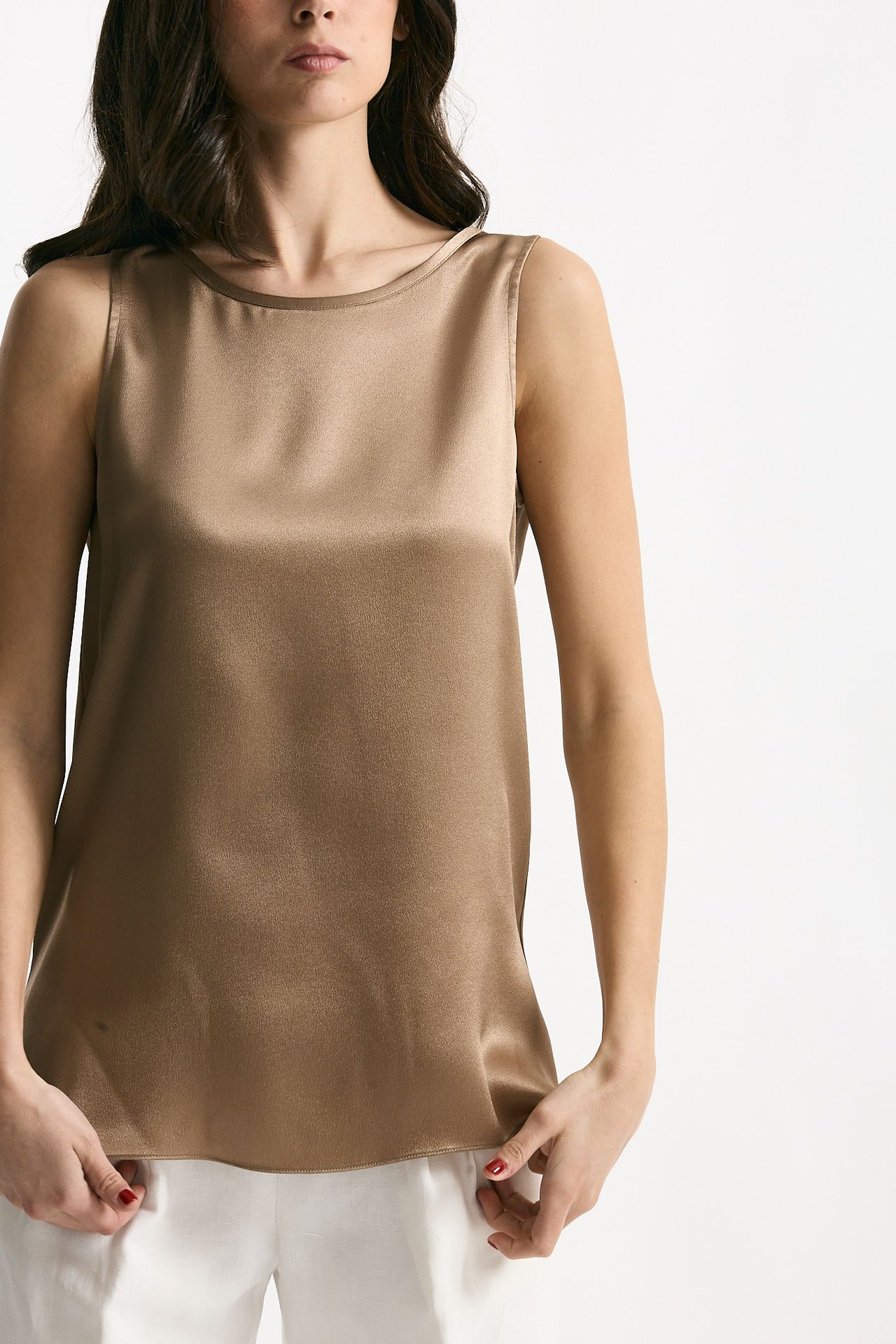 Top in seta cammello donna Antonelli firenze - 5