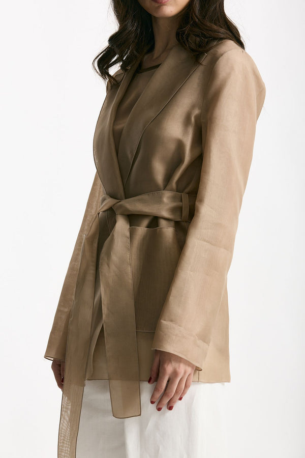 Giacca in voile di seta cammello donna Antonelli firenze