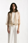 Giacca crop beige donna Antonelli firenze - 3