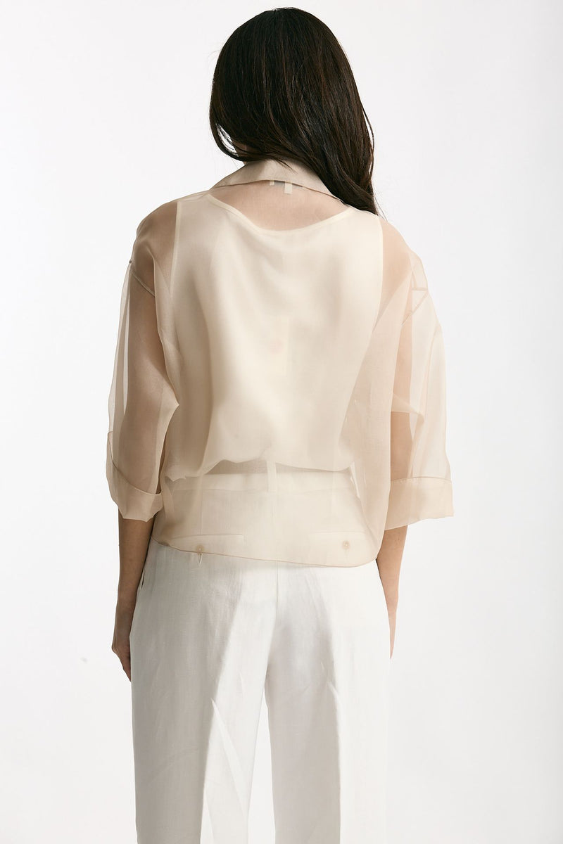 Giacca crop beige donna Antonelli firenze - 4