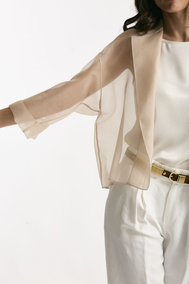 Giacca crop beige donna Antonelli firenze - 6