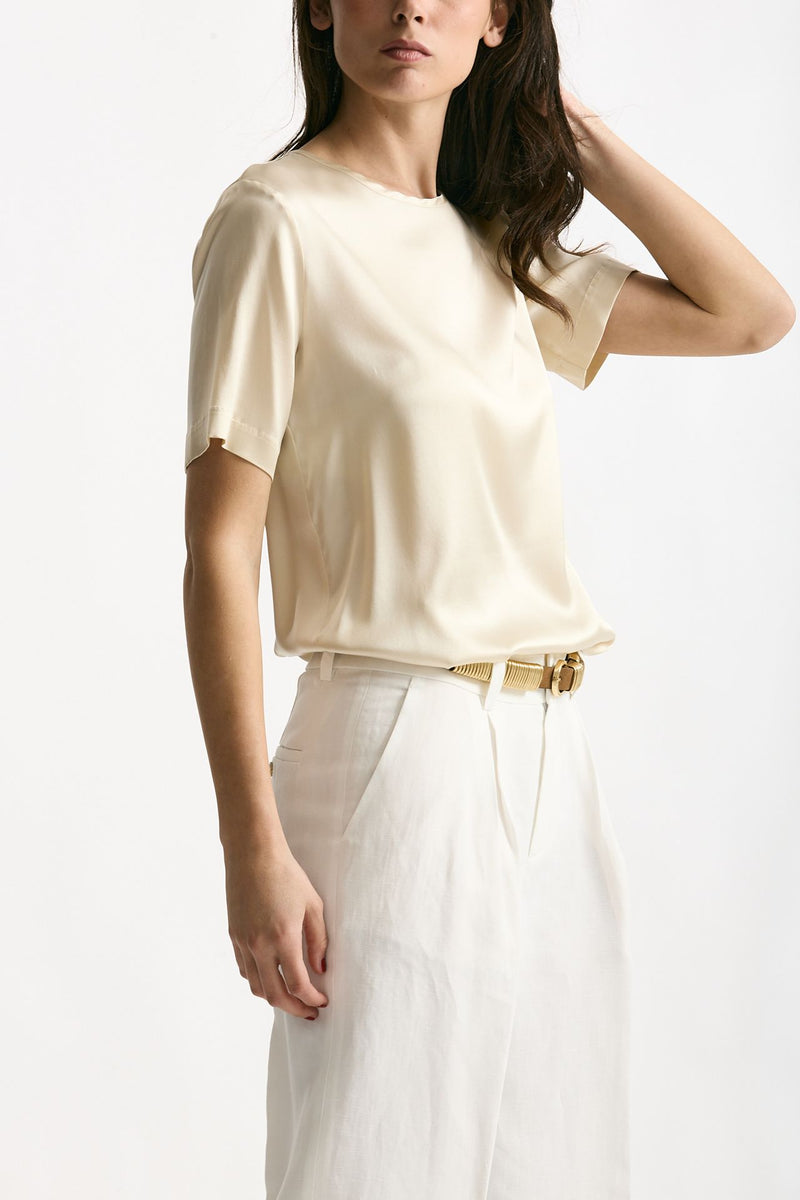 Camicia in seta crema donna Antonelli firenze - 4