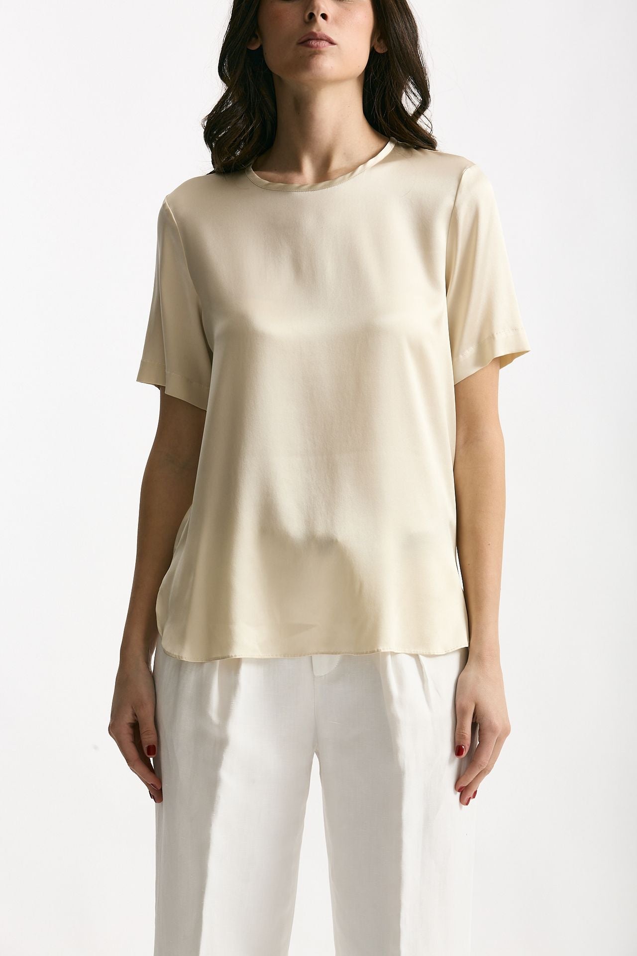Camicia in seta crema donna Antonelli firenze - 6