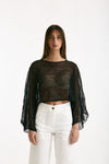 Top in seta e fibra metallizzata nero donna Antonelli firenze - 1