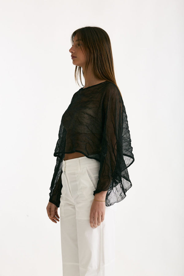 Top in seta e fibra metallizzata nero donna Antonelli firenze