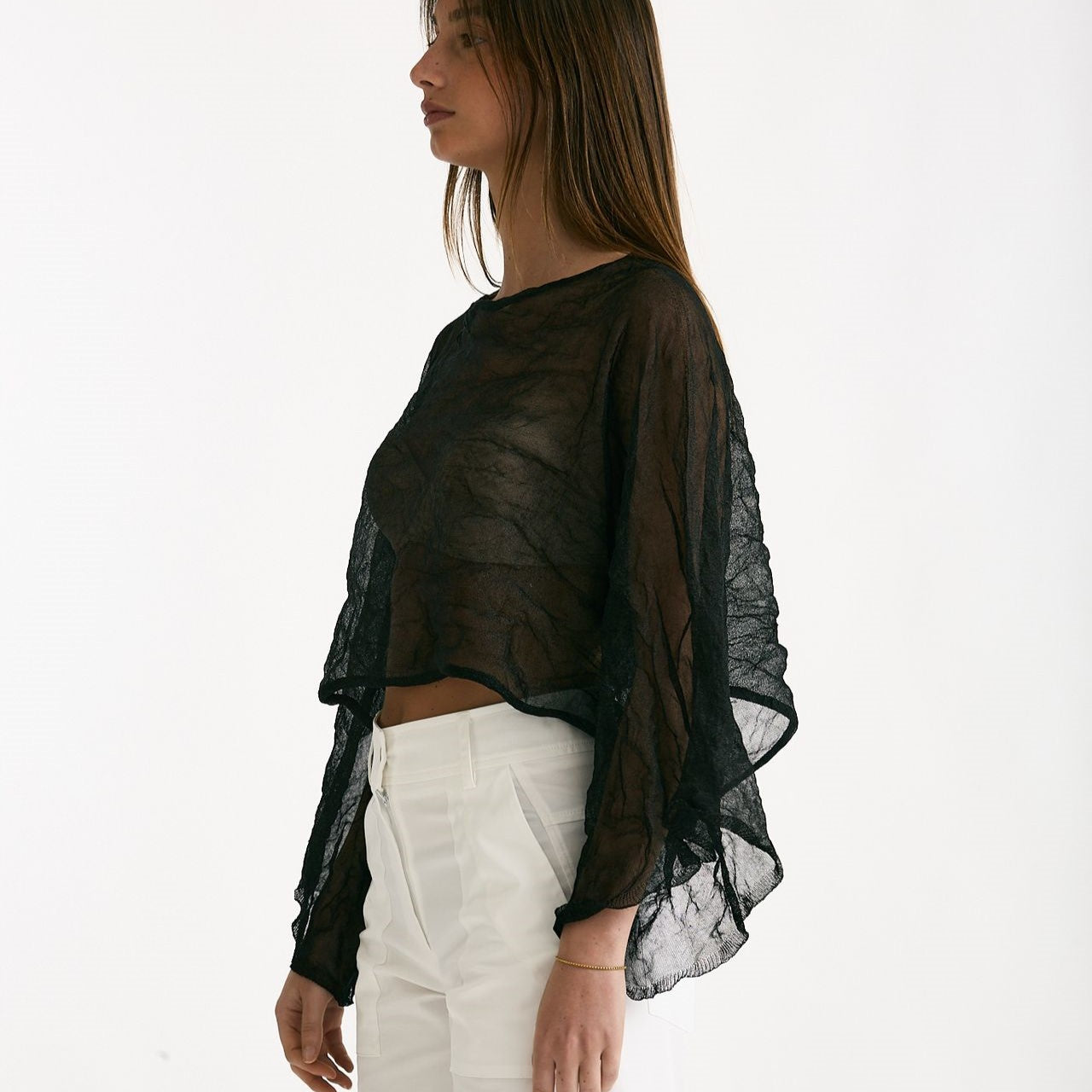 Top in seta e fibra metallizzata nero donna Antonelli firenze - 5