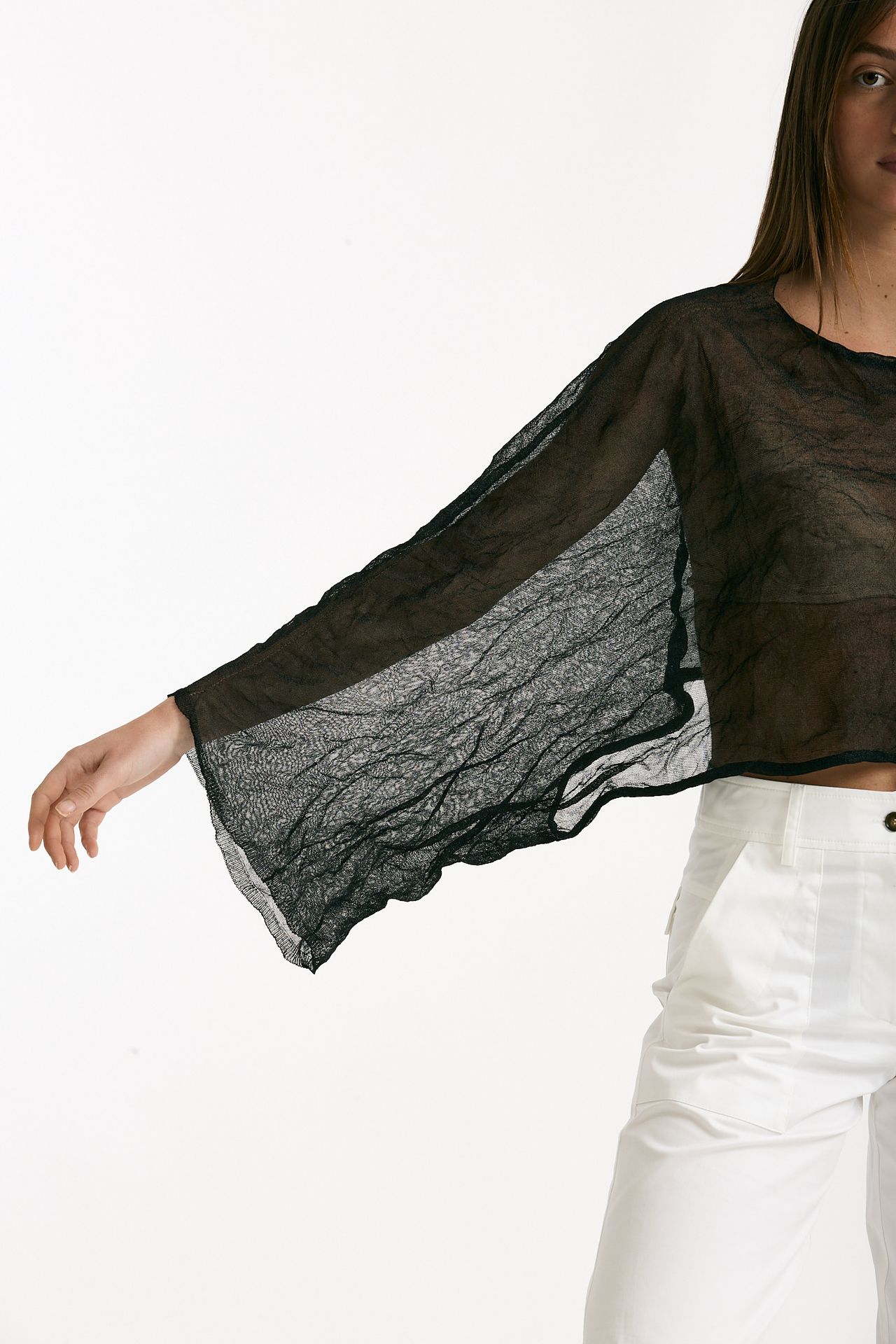 Top in seta e fibra metallizzata nero donna Antonelli firenze - 4