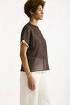 Maglia doppiata marrone e bianco donna Antonelli firenze - 2