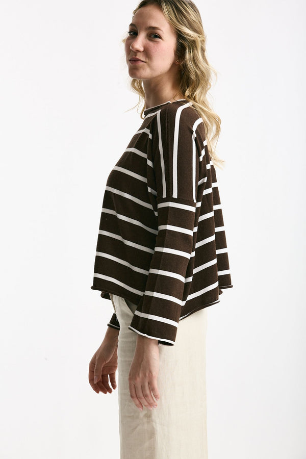 Maglia collo a barchetta rigata donna Be you