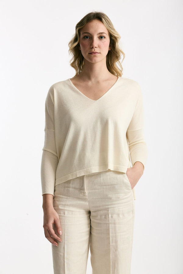 Maglia in seta e cashmere panna donna Be you
