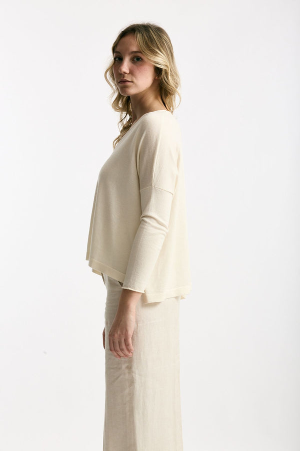 Maglia in seta e cashmere panna donna Be you