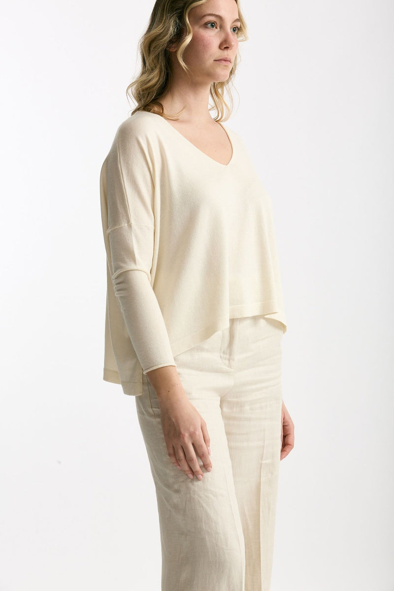 Maglia in seta e cashmere panna donna Be you - 4