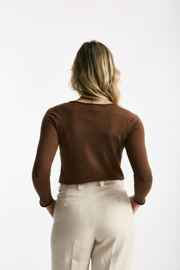 Maglia slim marrone bruciato donna Be you