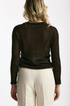 Maglia in lino e seta marrone scuro donna Be you - 3