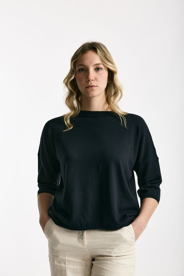 Maglia scatolina blu notte donna Be you