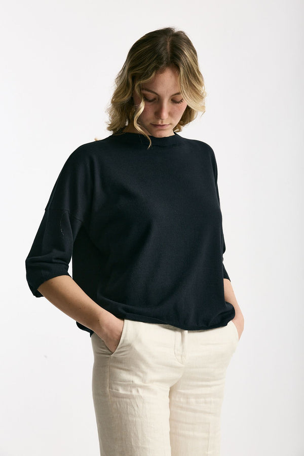 Maglia scatolina blu notte donna Be you