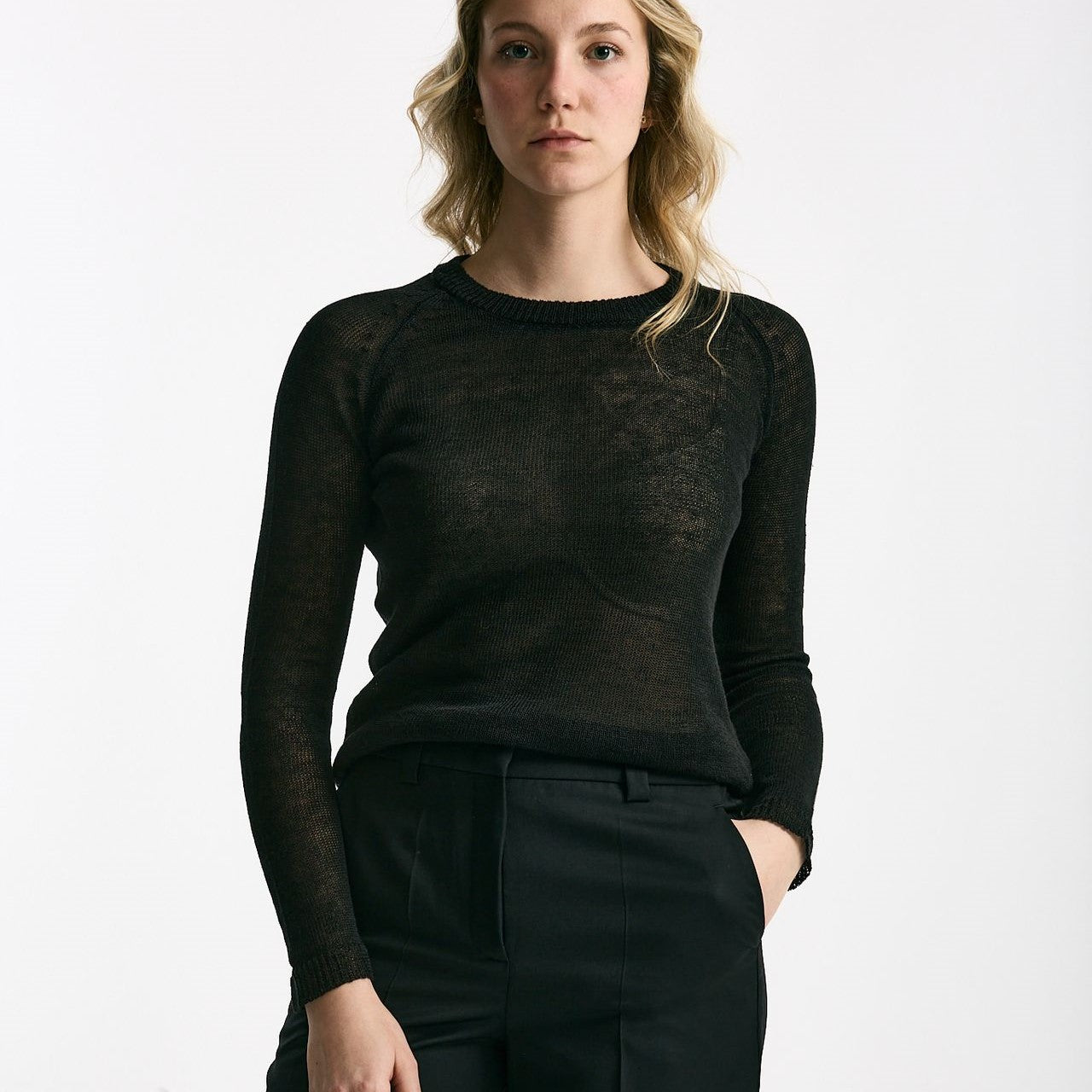 Maglia in lino e seta nero donna Be you - 7