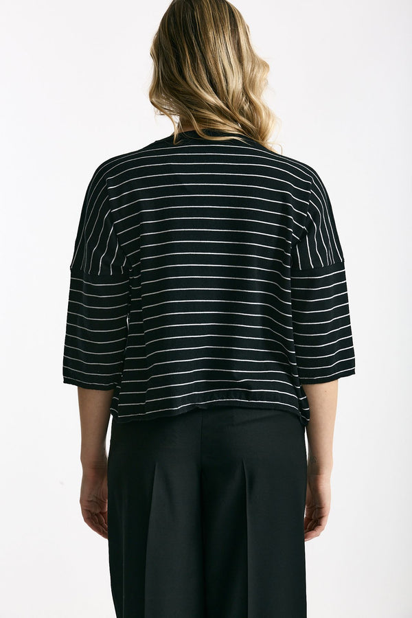 Maglia scatolina nero con riga bianca donna Be you