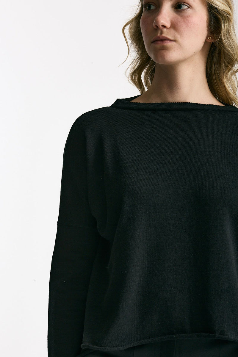 Maglia collo a barchetta nero donna Be you - 5