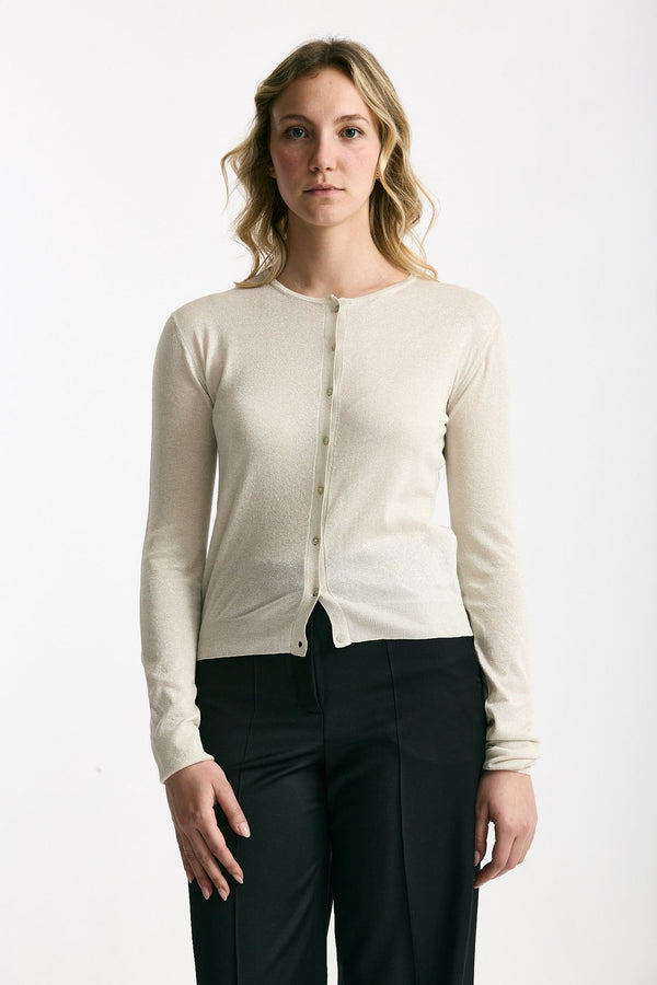 Cardigan slim in viscosa ghiaccio con filo lurex donna Be you