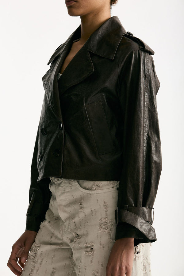 Giubbino crop brown donna Giorgio brato