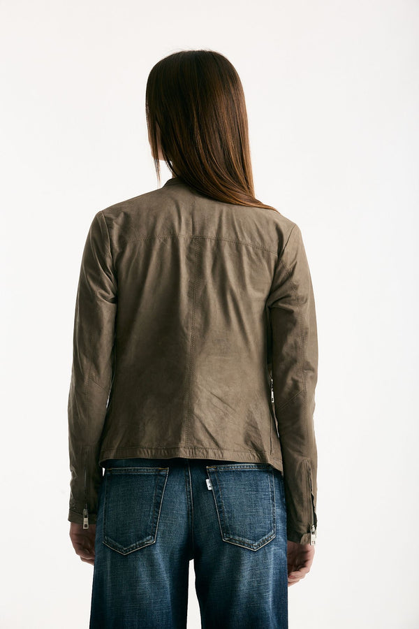 Giubbino slim in pelle tortora donna Giorgio brato