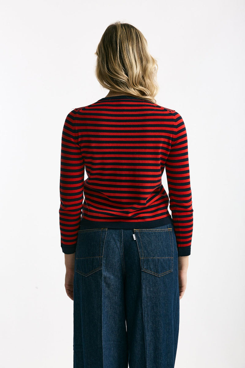 Maglia rigata Blu e rossa donna Marché des palmiers - 3