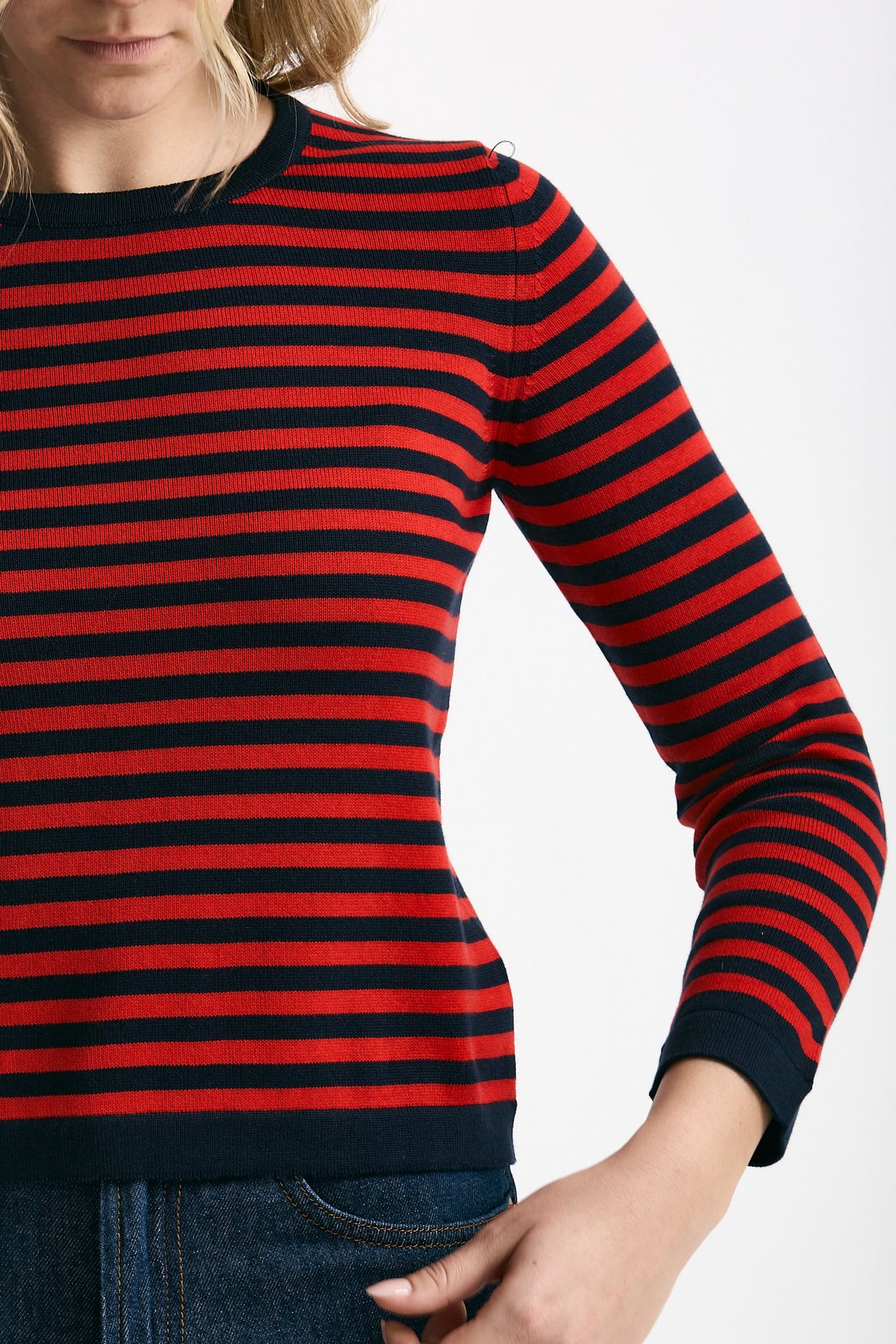 Maglia rigata Blu e rossa donna Marché des palmiers - 5