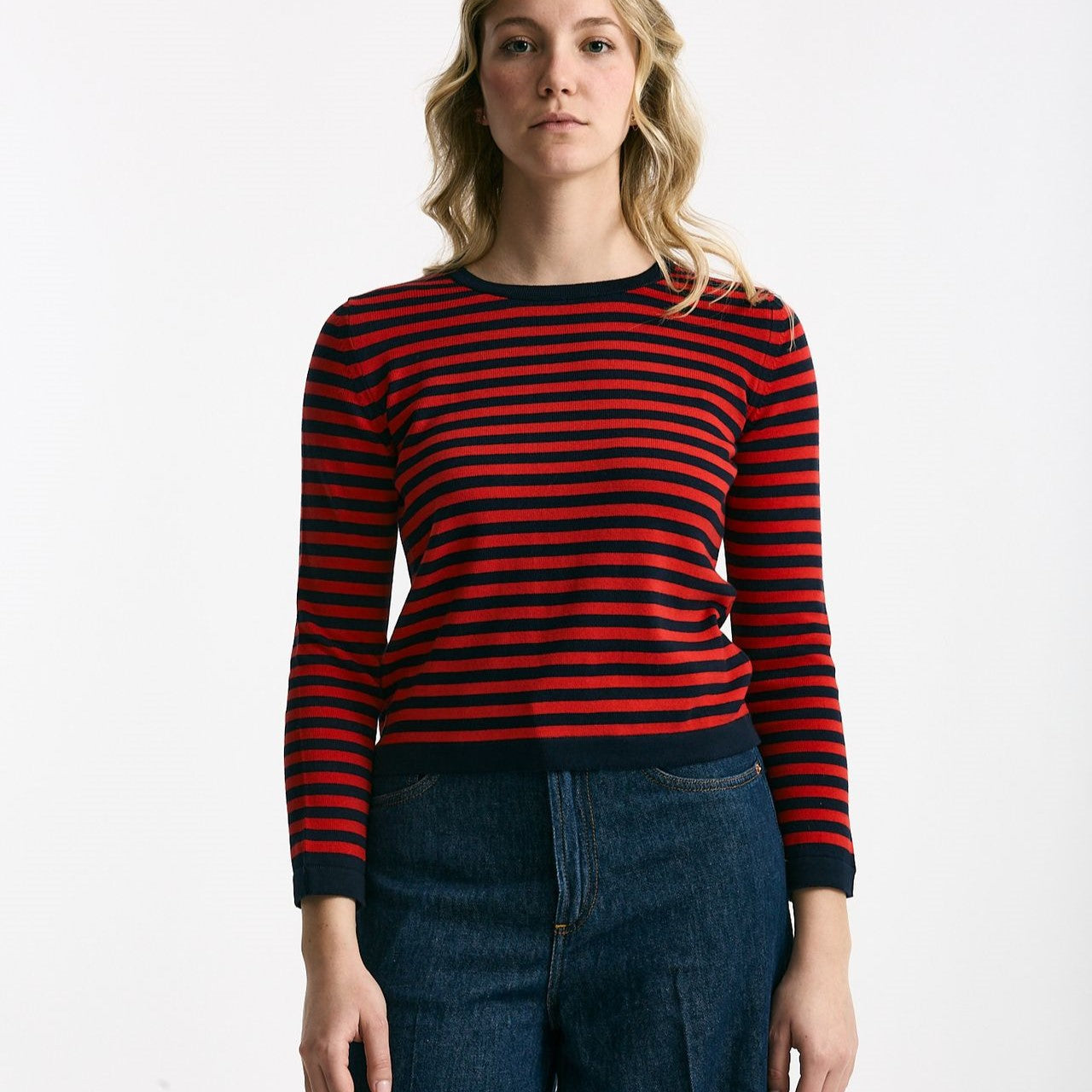 Maglia rigata Blu e rossa donna Marché des palmiers - 6