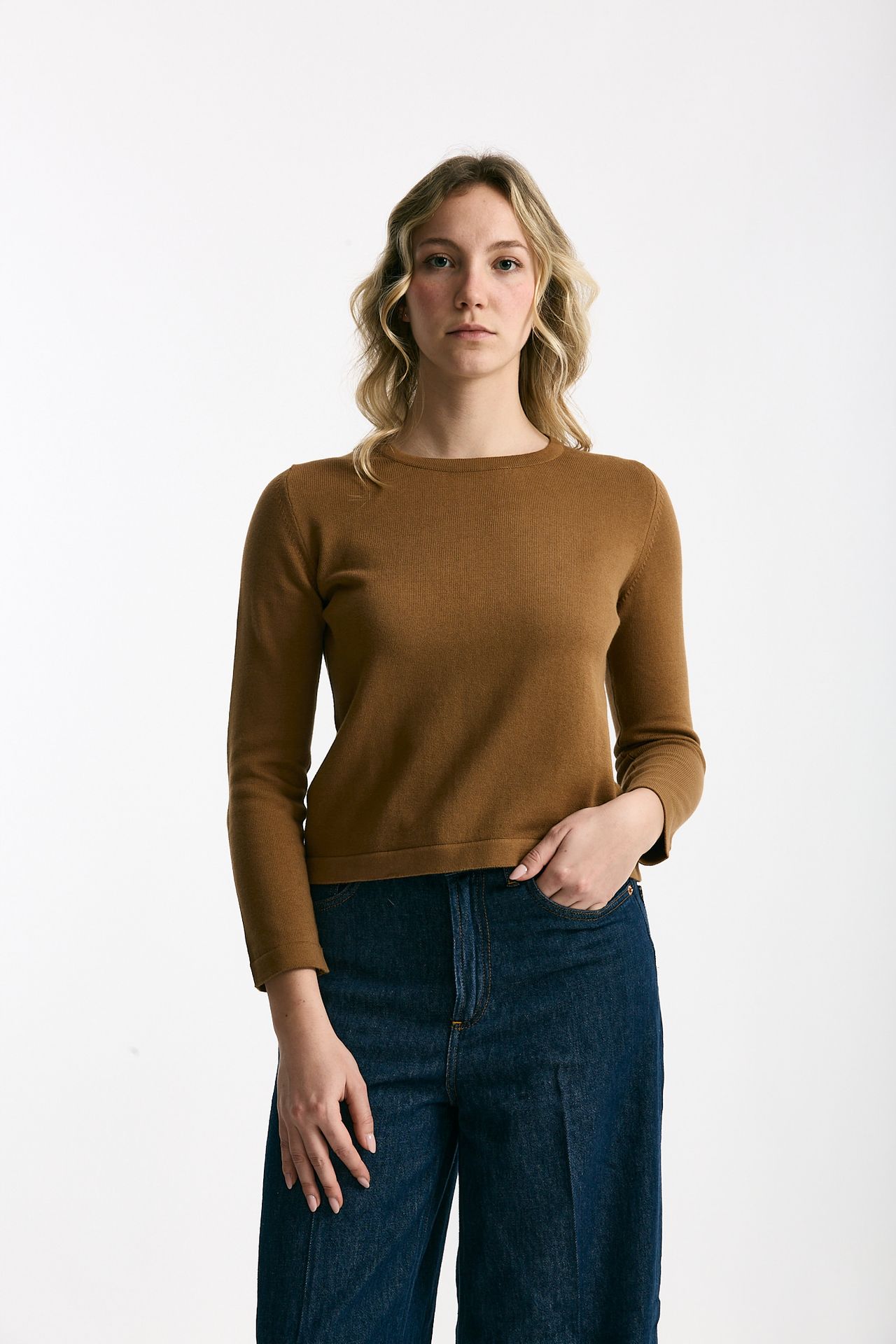 Maglia basic cammello donna Marché des palmiers - 1