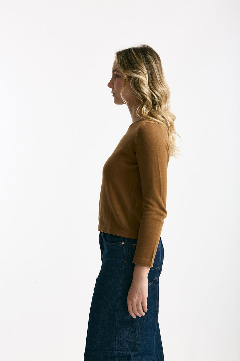 Maglia basic cammello donna Marché des palmiers - 2
