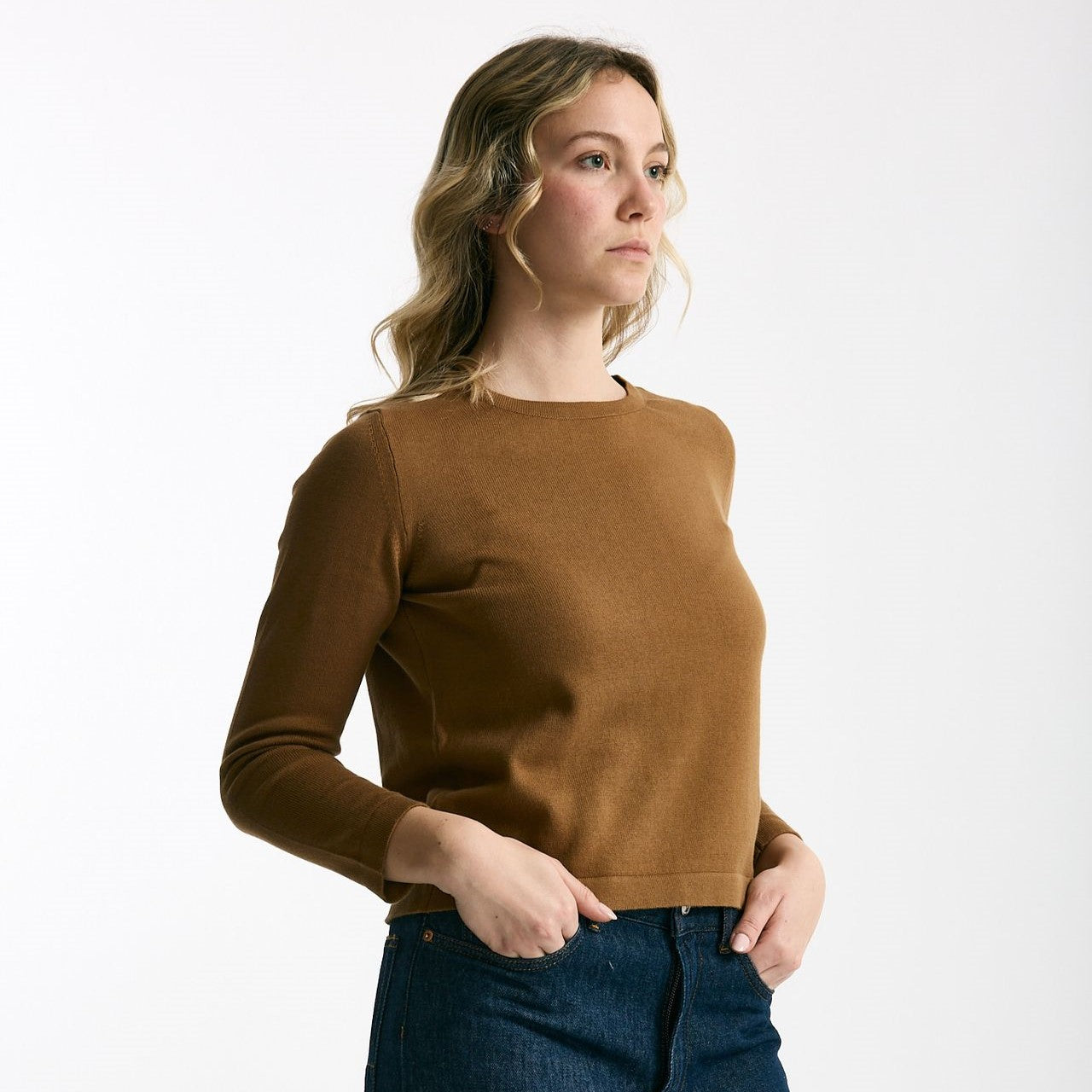 Maglia basic cammello donna Marché des palmiers - 6