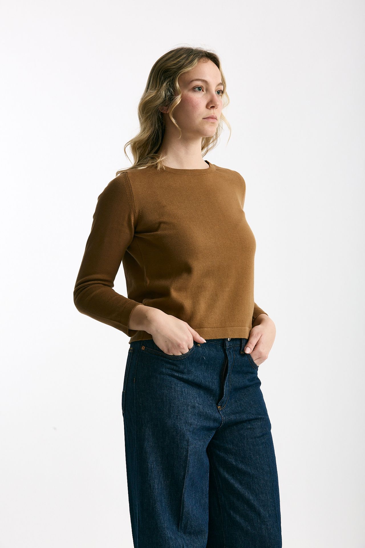 Maglia basic cammello donna Marché des palmiers - 4